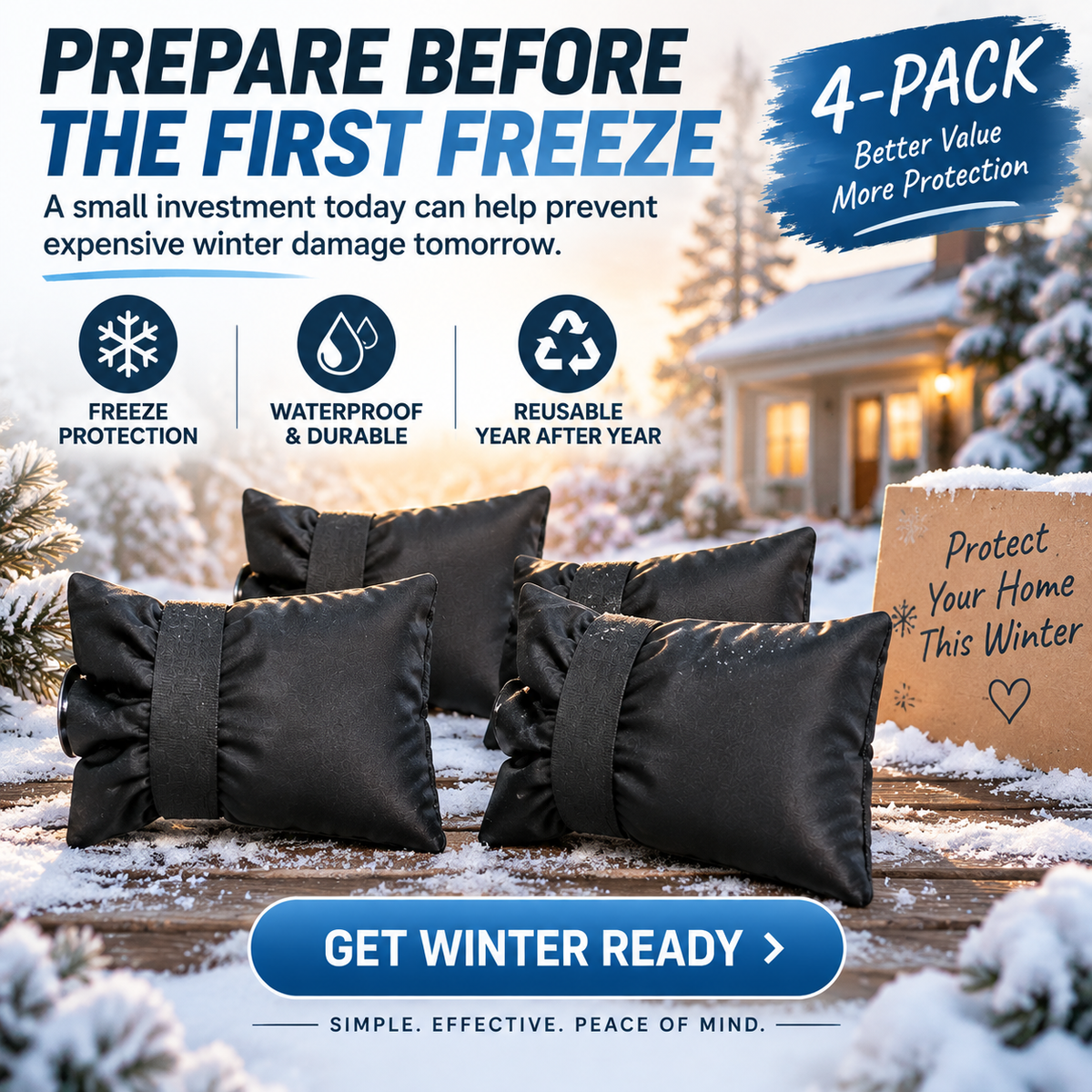 ❄️ Winter Faucet Covers — Protect Outdoor Faucets From Freezing & Costly Repairs