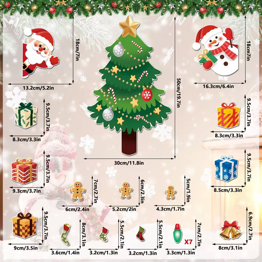 DIY Magnetic Christmas Tree Fridge Magnets Set – Reusable Holiday Refrigerator Decoration Kit with Santa, Reindeer & Gifts