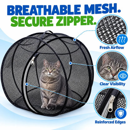 Pop Up Cat Playpen | 32-Inch Breathable Mesh Enclosure for Indoor & Outdoor Use