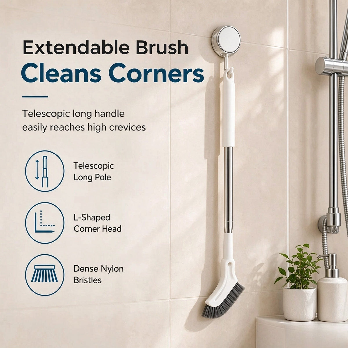 Multifunctional Extendable Long Handle Floor Scrub Brush