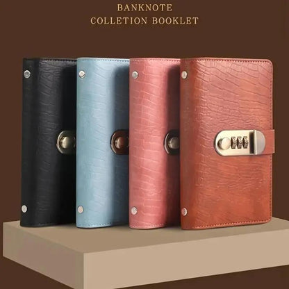 🎁🎅70% OFF!!!-Ready for Christmas!🎄PU Leather Binder Savings Notebook with 3-Digit Resettable Password Lock✉️💸Large Capacity Storage for Money & Important Items