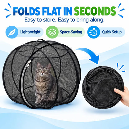 Pop Up Cat Playpen | 32-Inch Breathable Mesh Enclosure for Indoor & Outdoor Use