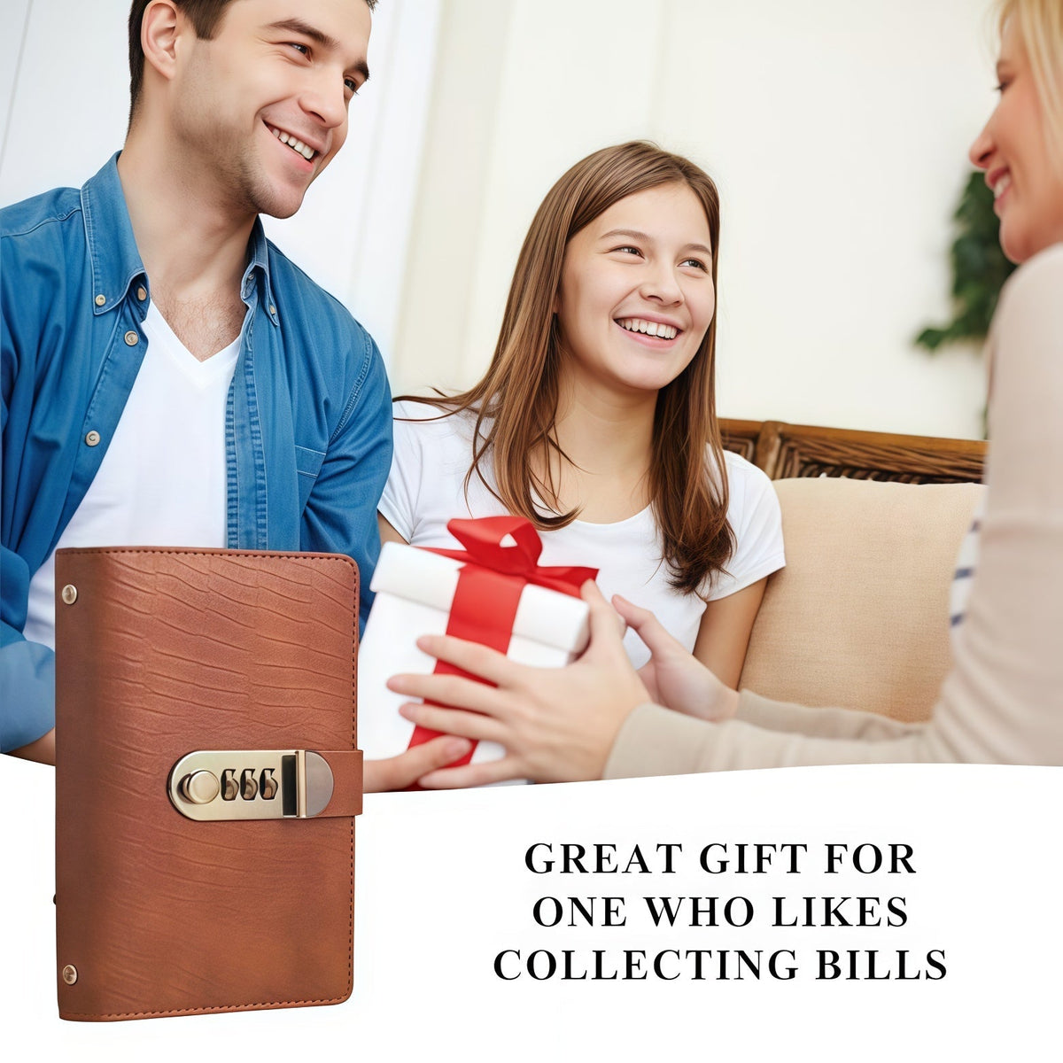 🎁🎅70% OFF!!!-Ready for Christmas!🎄PU Leather Binder Savings Notebook with 3-Digit Resettable Password Lock✉️💸Large Capacity Storage for Money & Important Items