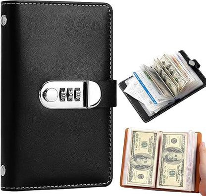 🎁🎅70% OFF!!!-Ready for Christmas!🎄PU Leather Binder Savings Notebook with 3-Digit Resettable Password Lock✉️💸Large Capacity Storage for Money & Important Items