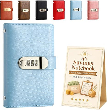 🎁🎅70% OFF!!!-Ready for Christmas!🎄PU Leather Binder Savings Notebook with 3-Digit Resettable Password Lock✉️💸Large Capacity Storage for Money & Important Items