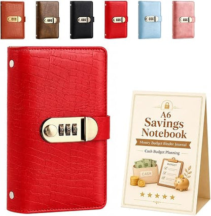 🎁🎅70% OFF!!!-Ready for Christmas!🎄PU Leather Binder Savings Notebook with 3-Digit Resettable Password Lock✉️💸Large Capacity Storage for Money & Important Items