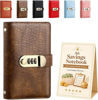 🎁🎅70% OFF!!!-Ready for Christmas!🎄PU Leather Binder Savings Notebook with 3-Digit Resettable Password Lock✉️💸Large Capacity Storage for Money & Important Items