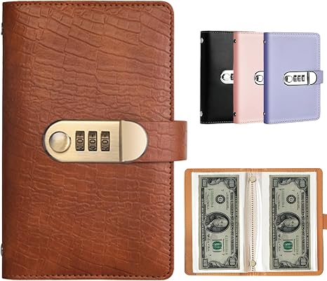 🎁🎅70% OFF!!!-Ready for Christmas!🎄PU Leather Binder Savings Notebook with 3-Digit Resettable Password Lock✉️💸Large Capacity Storage for Money & Important Items