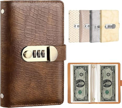 🎁🎅70% OFF!!!-Ready for Christmas!🎄PU Leather Binder Savings Notebook with 3-Digit Resettable Password Lock✉️💸Large Capacity Storage for Money & Important Items