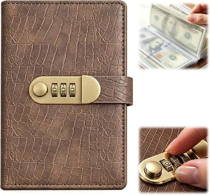 🎁🎅70% OFF!!!-Ready for Christmas!🎄PU Leather Binder Savings Notebook with 3-Digit Resettable Password Lock✉️💸Large Capacity Storage for Money & Important Items