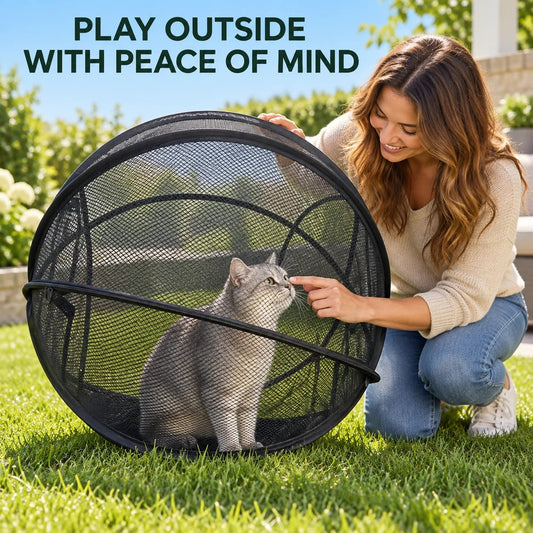 Pop Up Cat Playpen | 32-Inch Breathable Mesh Enclosure for Indoor & Outdoor Use