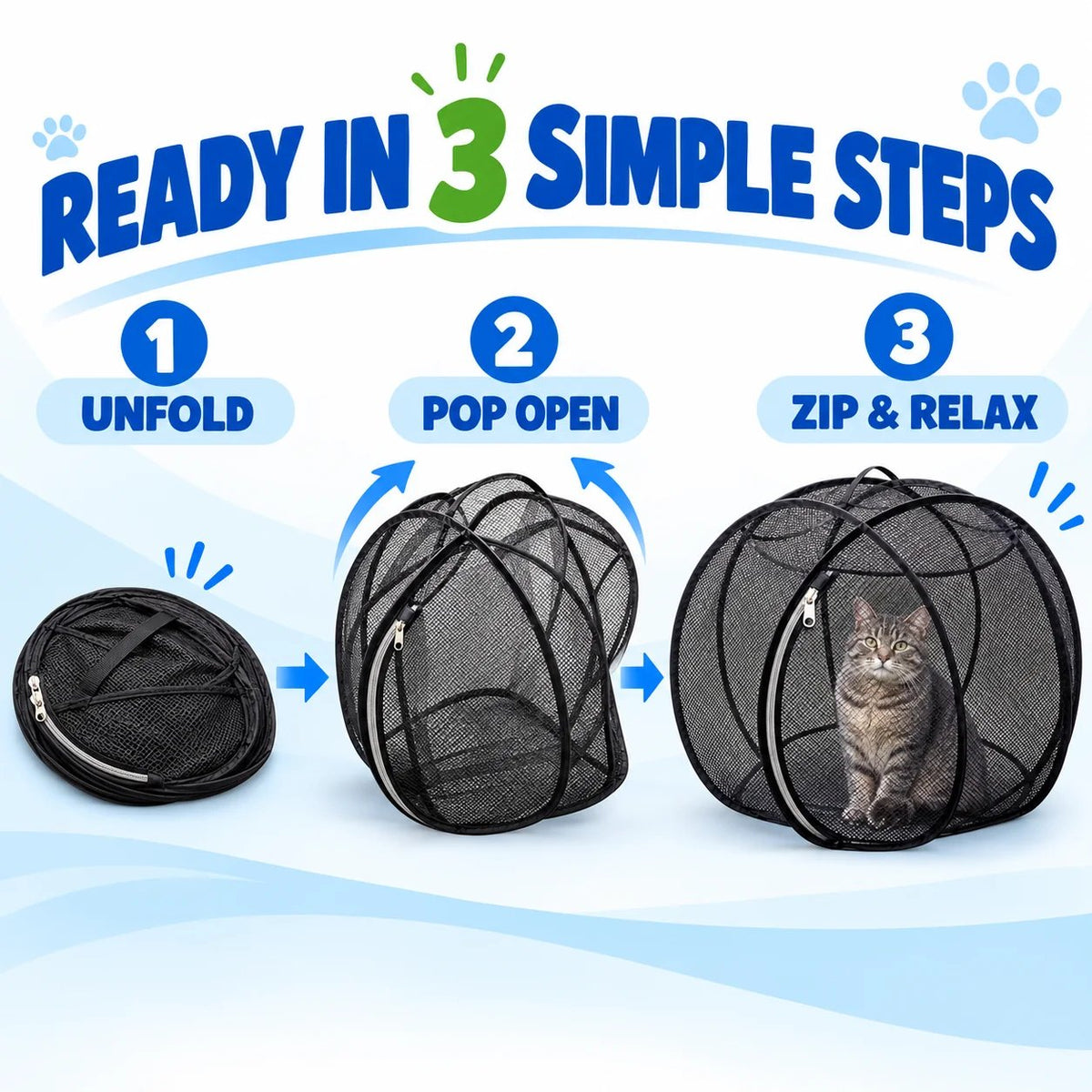 Pop Up Cat Playpen | 32-Inch Breathable Mesh Enclosure for Indoor & Outdoor Use