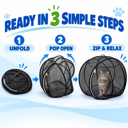 Pop Up Cat Playpen | 32-Inch Breathable Mesh Enclosure for Indoor & Outdoor Use