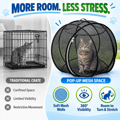 Pop Up Cat Playpen | 32-Inch Breathable Mesh Enclosure for Indoor & Outdoor Use