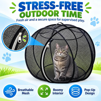 Pop Up Cat Playpen | 32-Inch Breathable Mesh Enclosure for Indoor & Outdoor Use